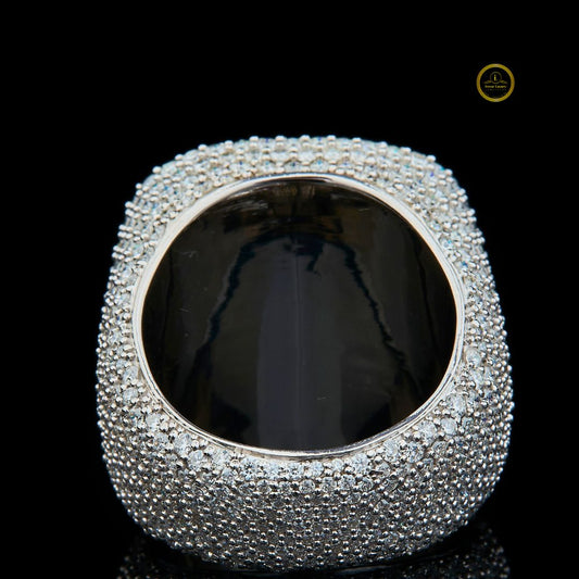 Full Silver Ice Out Round and Baguette Cut Lab Grown Diamond HipHop Ring - view 4
