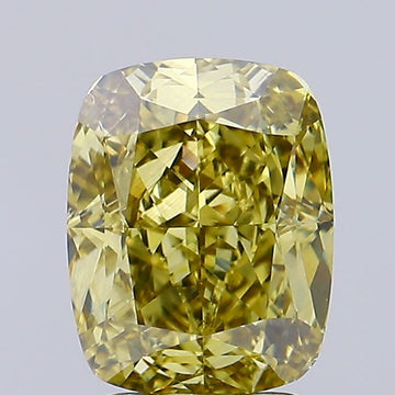 Top Quality 3.06 CT Cushion Shape Fancy Intense Grayish Yellow Color VS1 Clarity Moissanite Diamond For Birthday Ring