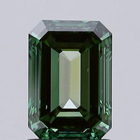 Excellent Of 1.58 CT Emerald Shape Fancy Vivid Green Color VS2 Clarity Moissanite Diamond For Blue Silence