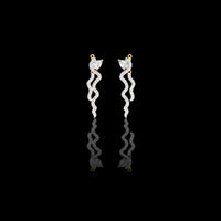1.26 TCW Luxurious Pear Moissanite Diamond Serpentine Cascade Earrings with Pave Set Wavy Drop Design