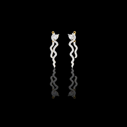 1.26 TCW Luxurious Pear Moissanite Diamond Serpentine Cascade Earrings with Pave Set Wavy Drop Design