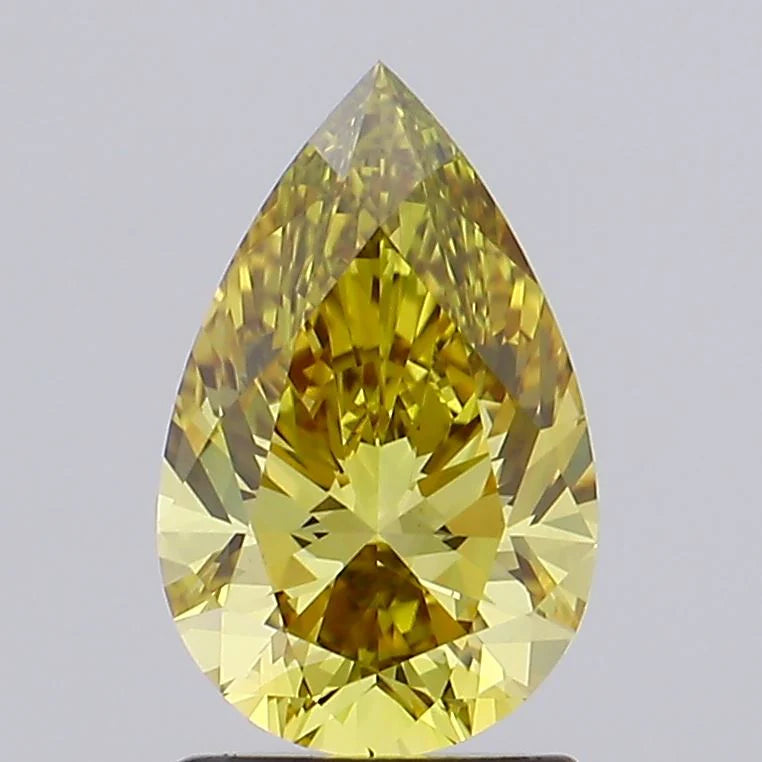 Bright 1.54 CT Pear Shape Fancy Grayish Yellow Color VS1 Clarity Moissanite Diamond For Only Us
