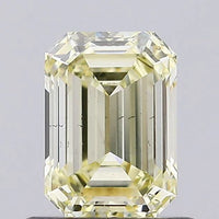 Fine 0.77 CT Emerald Shape Fancy Yellow Color VS2 Clarity Moissanite Diamond For Anniversary Ring