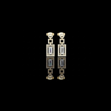 Art Deco Rectangular Halo Emerald Cut Moissanite Chandelier Drop Earring