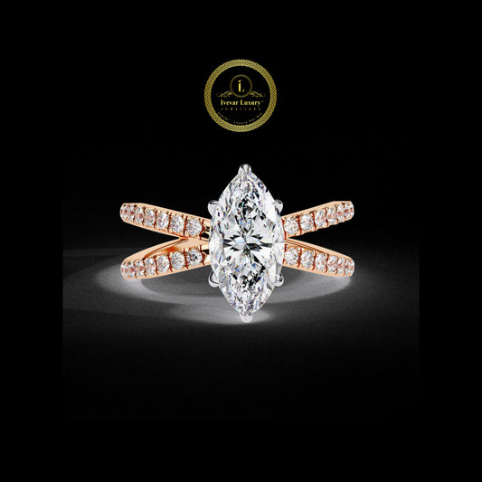 Classic & Chic Marquise Moissanite Diamond Engagement Ring in Gold