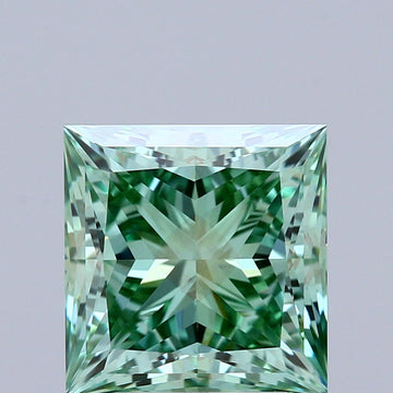 Experience Luxury 3.15 CT Princess Shape Fancy Vivid Green Color VS1 Clarity Moissanite Diamond For Engagement Ring