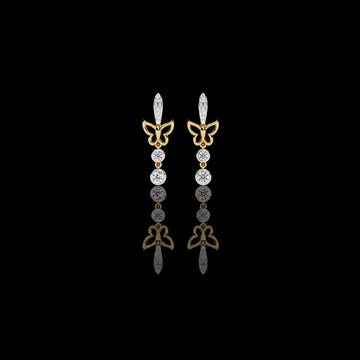 1.20 TCW Elegant Butterfly Moissanite Diamond Drop Earrings with Pave Accents and Bezel Set Round Diamonds