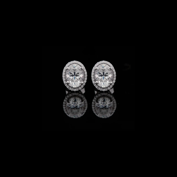 3.00 CT Classic Oval Cut Moissanite Diamond Stud Earrings with Sparkling Halo Setting in Polished White Gold