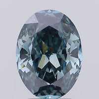 Sparkling Of 3.31 CT Oval Shape Fancy Deep Blue Green Color VS2 Clarity Lab Grown Diamond For Gold Silence