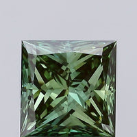 Custom 1.00 CT Princess Shape Fancy Vivid Green Color VS2 Clarity Lab Grown Diamond For Early Sky