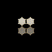 0.64 TCW Celestial Bloom Moissanite Diamond Cluster Gold Stud Earrings with Petal Inspired Floral Geometry For Party