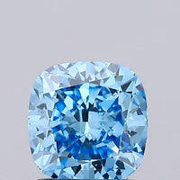 Stunning 1.02 CT Cushion Shape Fancy Vivid Blue Color VVS1 Clarity Lab Grown Diamond For The Wait