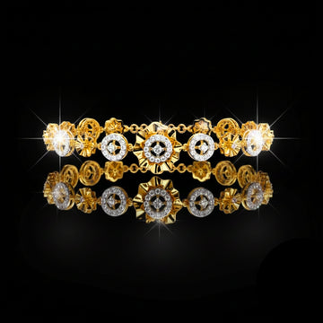 3.45 TCW Intricate Geometric Luxury Gold Craftsmanship Flower Lab Diamond Bracelet By Ivevar