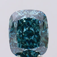 Custom Luxury 3.14 CT Cushion Shape Fancy Vivid Bluish Green Color VVS2 Clarity Moissanite Diamond For Propose Ring