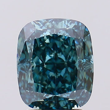 Custom Luxury 3.14 CT Cushion Shape Fancy Vivid Bluish Green Color VVS2 Clarity Moissanite Diamond For Propose Ring