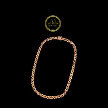 Luxury Rose Gold Cuban Link Chain Textured Hip Hop Necklace