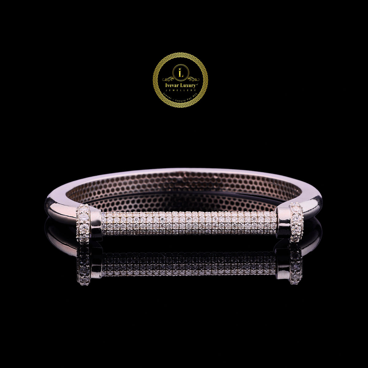Iced Bar Cuff Bracelet – White Tone Luxury Design