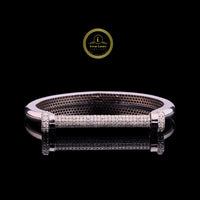 Iced Lab Grown Diamond Bar Cuff Bracelet – White Tone Luxury Design
