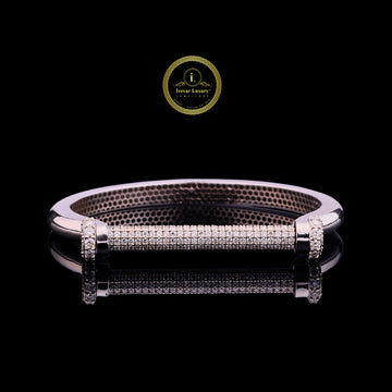Iced Bar Cuff Bracelet – White Tone Luxury Design