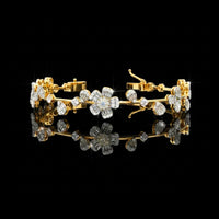 8 TCW Floral Diamond Bracelet in Moissanite Diamond with Clustered Petal Baguette & Round Cut Accents Design By Ivevar