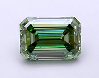 Fine Of 2.02 CT Emerald Shape Fancy Vivid Green Color VS2 Clarity Lab Grown Diamond For True Wait