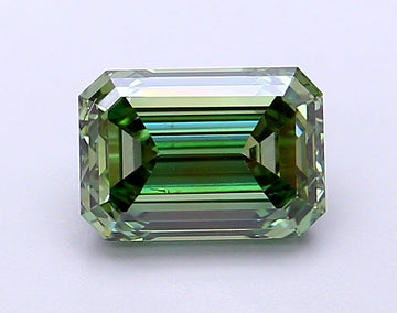 Fine Of 2.02 CT Emerald Shape Fancy Vivid Green Color VS2 Clarity Lab Grown Diamond For True Wait