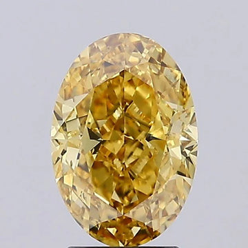 Shiny Of 3.01 CT Oval Shape Fancy Vivid Brownish Yellow Color VS2 Clarity Moissanite Diamond For Quiet Spark