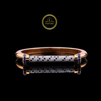 Blue Sapphire Moissanite Pave Bar Bangle Bracelet