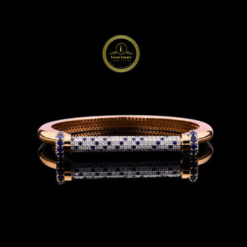 Blue Sapphire Pave Bar Bangle Bracelet