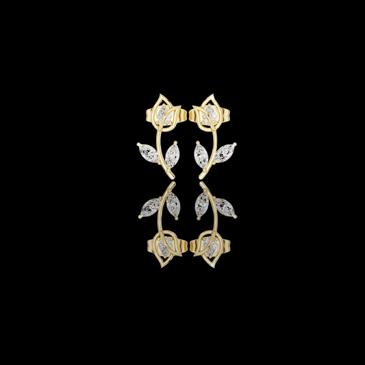 0.22 CT Elegant Leaf Stud Earrings with Marquise Cut Brilliance Moissanite Diamond