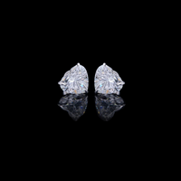 1.55 TCW Elegant Heart Shaped Moissanite Stud Earrings in Polished Silver Sparkling Romantic Jewelry