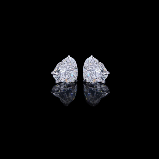 1.55 TCW Elegant Heart Shaped Moissanite Stud Earrings in Polished Silver Sparkling Romantic Jewelry