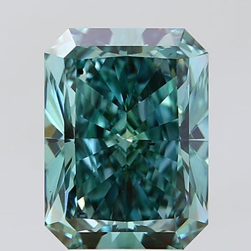 Brilliant Of 4.01 CT Emerald Shape Fancy Vivid Bluish Green Color VS2 Clarity Lab Grown Diamond For One Step