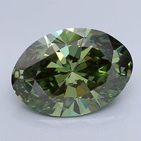 Brilliant Of 3.81 CT Oval Shape Fancy Vivid Green Color VS2 Clarity Lab Grown Diamond For Wide Blue