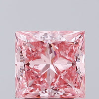 Bright 3.15 CT Princess Shape Fancy Vivid Pink Color SI2 Clarity Moissanite Diamond For Custom Ring