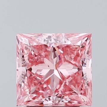 Bright 3.15 CT Princess Shape Fancy Vivid Pink Color SI2 Clarity Moissanite Diamond For Custom Ring