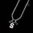 Custom Initial “S” Charm Necklace Silver Statement Chain - view 2