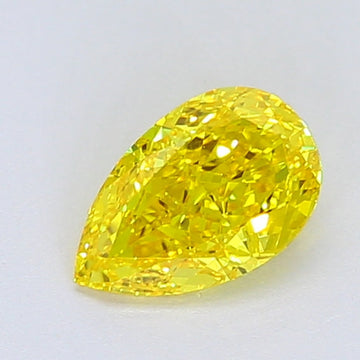 Ultimate 0.88 CT Pear Shape Fancy Vivid Yellow  Color VVS1 Clarity Lab Grown Diamond For First Light