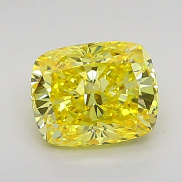 Fine 1.03 CT Cushion Shape Fancy Vivid Yellow Color VVS1 Clarity Lab Grown Diamond For Her Voice