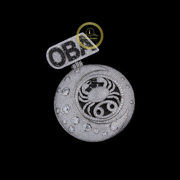 "OBA" Iced-Out Cancer Zodiac Moon Pendant By Ivevar