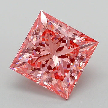 Classic 3.07 CT Princess Shape Fancy Vivid Pink Color VVS2 Clarity Moissanite Diamond For Surprise Ring