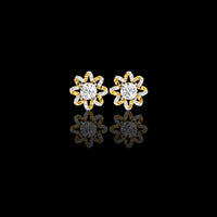 1.93 TCW Elegant Floral Halo Stud Lab Grown Earrings Featuring Round Cut Center Stones and Pave Crystal Petals
