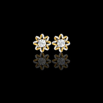 1.93 TCW Elegant Floral Halo Stud Lab Grown Earrings Featuring Round Cut Center Stones and Pave Crystal Petals