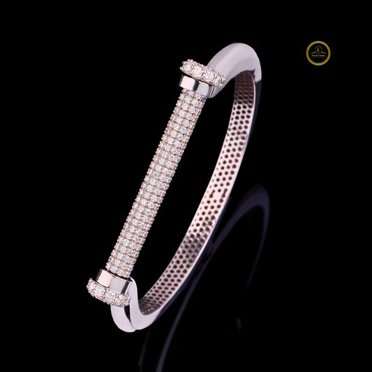 Iced Bar Cuff Bracelet – White Tone Luxury Design - view 3