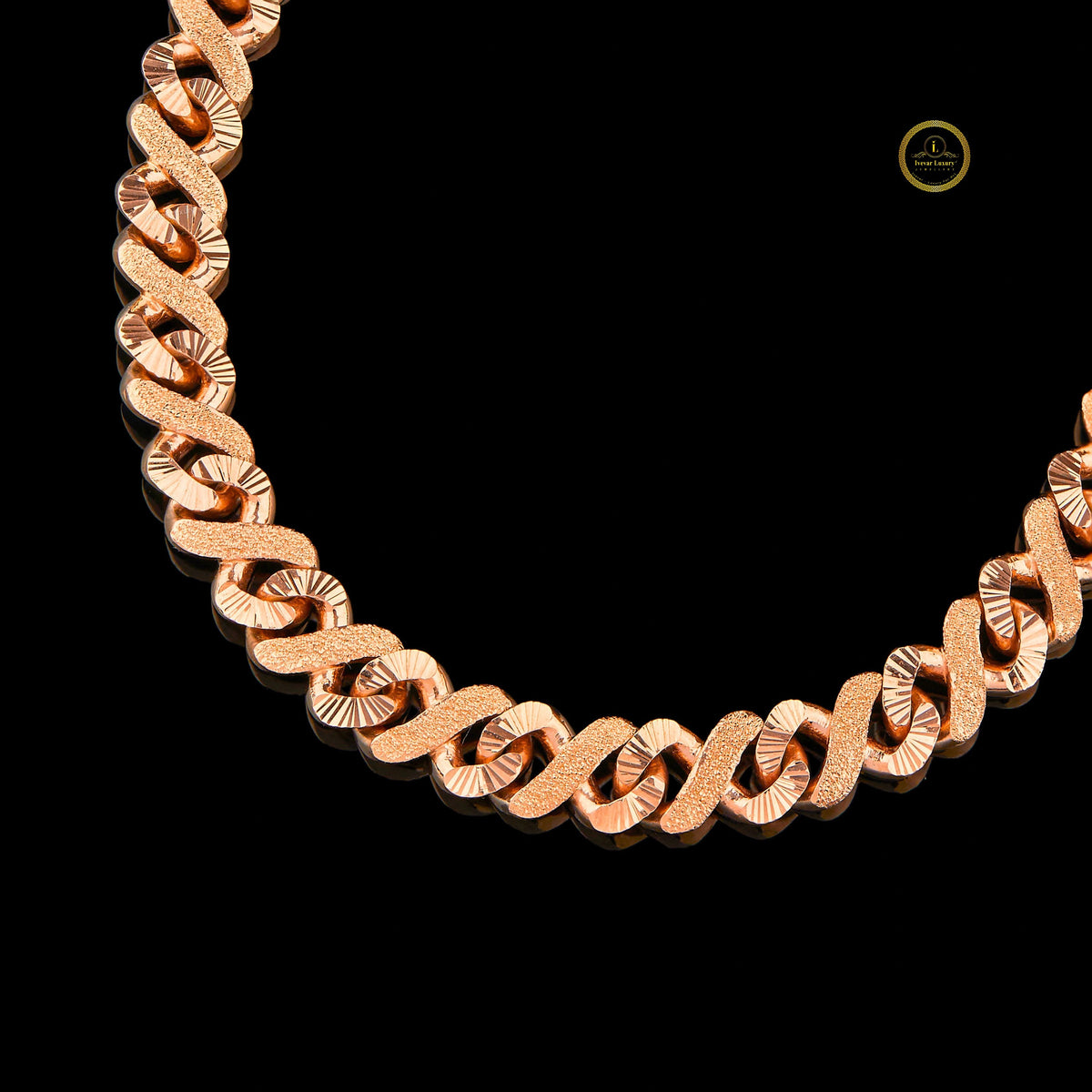 Luxury Rose Gold Cuban Link Chain Textured Hip Hop Necklace - view 3
