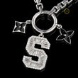 Custom Initial “S” Charm Necklace Silver Statement Chain - view 3