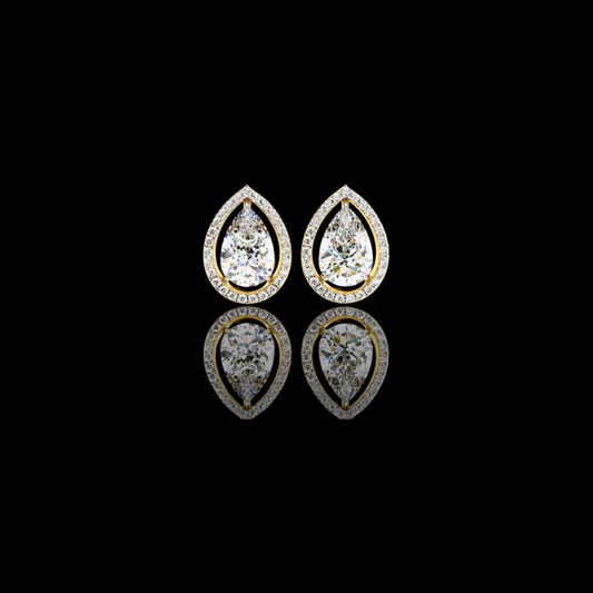 1.50 CT Luxury Moissanite Pear Shaped Halo Stud Earrings Perfect for Special Occasions