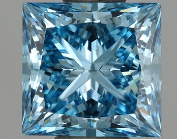 Her 1.07 CT Princess Shape Fancy Vivid Blue Color VS2 Clarity Lab Grown Diamond For Sweet Wait
