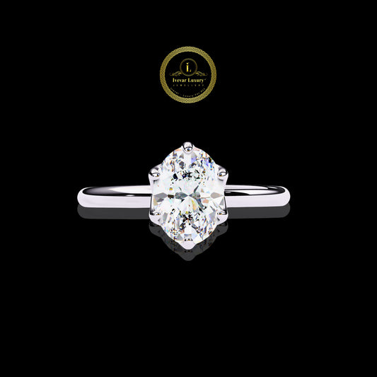 One of a Kind Oval Lab Grown Diamond Ring Vintage Gold Setting by Ivevar Handcrafted Elegance