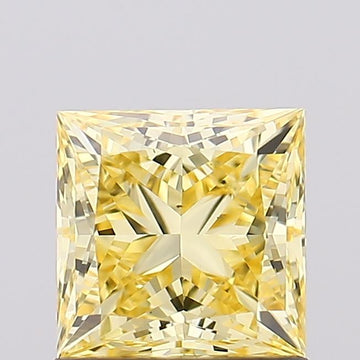 Custom 1.12 CT Princess Shape Fancy Vivid Yellow Color VS2 Clarity Lab Grown Diamond For New Quiet
